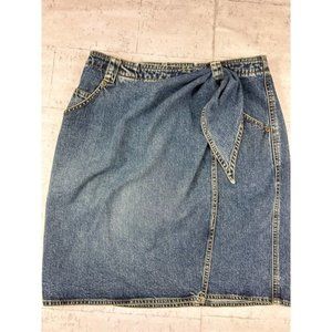 Vintage 1980s DKNY Denim Wrap Skirt Size 8